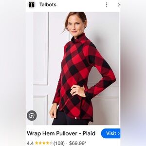 Talbots buffalo plaid mockneck sweater w/pockets. Sz XL NWT $15